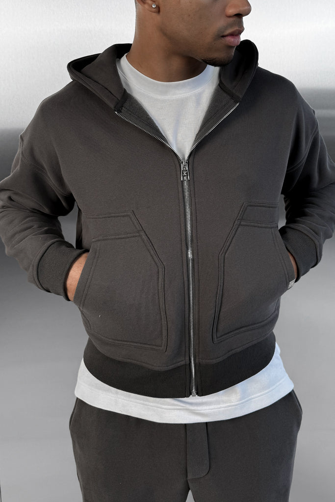 Boxy Carpenter Hoodie - Charcoal