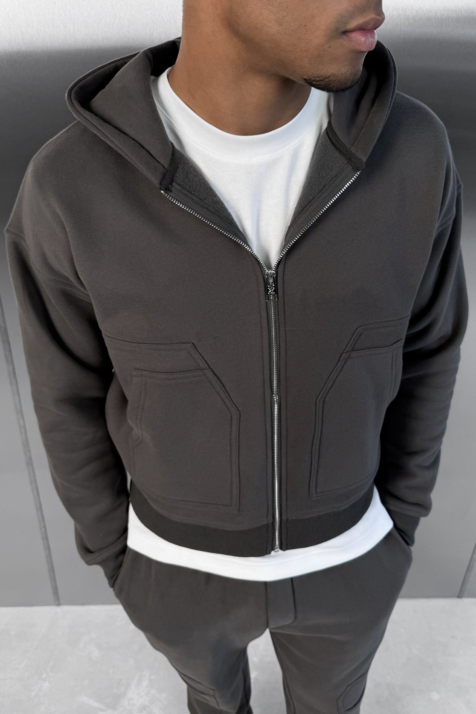 Boxy Carpenter Hoodie - Charcoal
