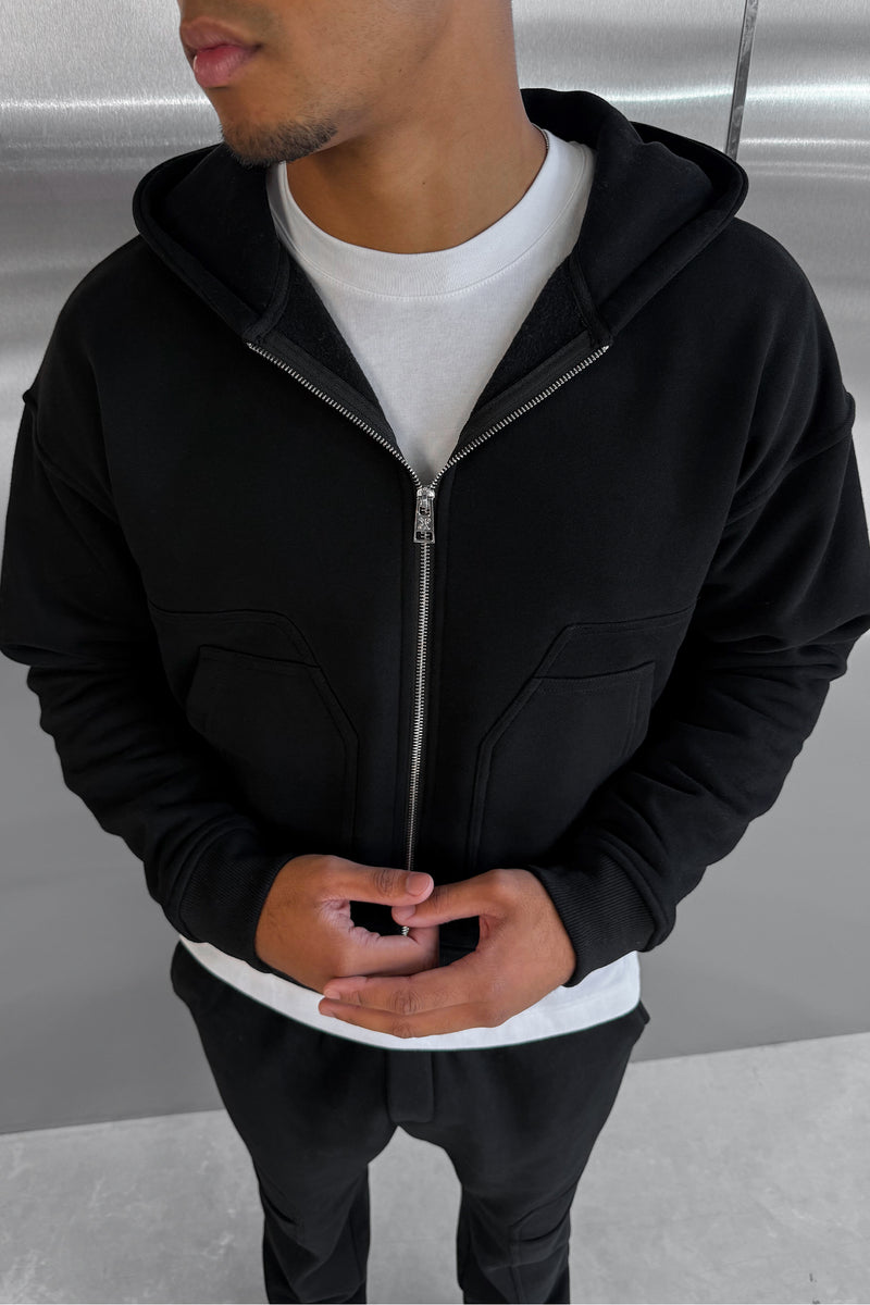 Boxy Carpenter Hoodie - Black