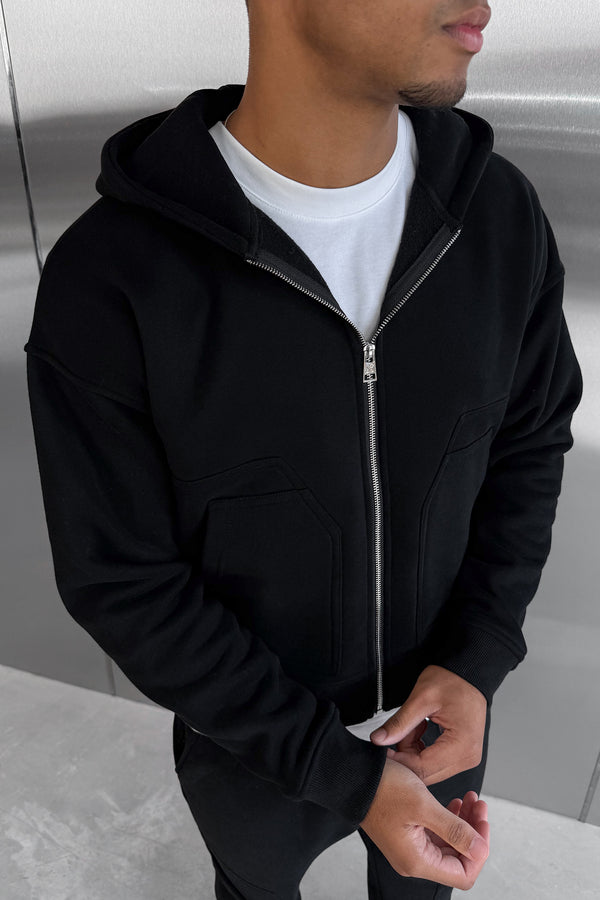 Boxy Carpenter Hoodie - Black