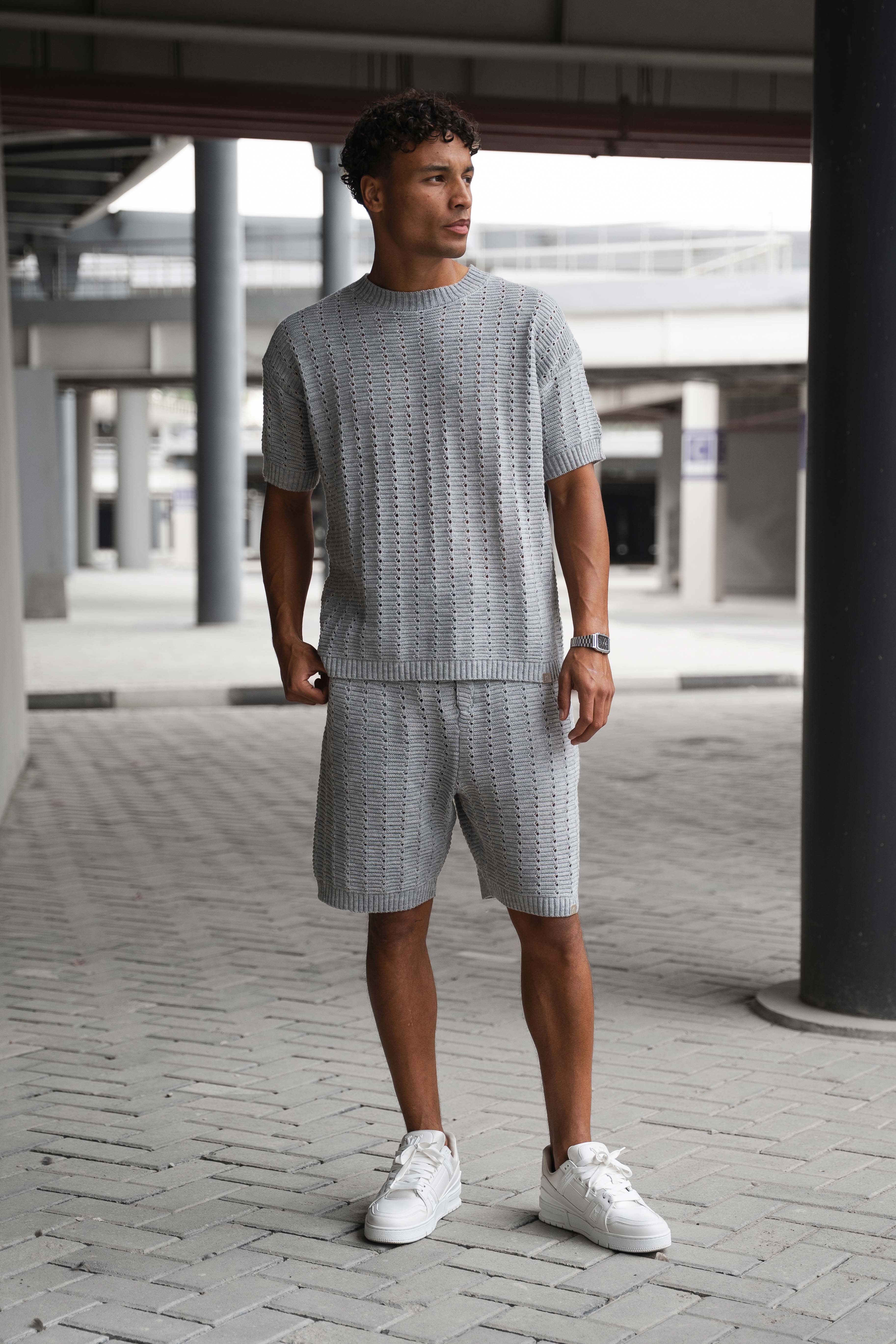 Hole Knit shorts - Grey