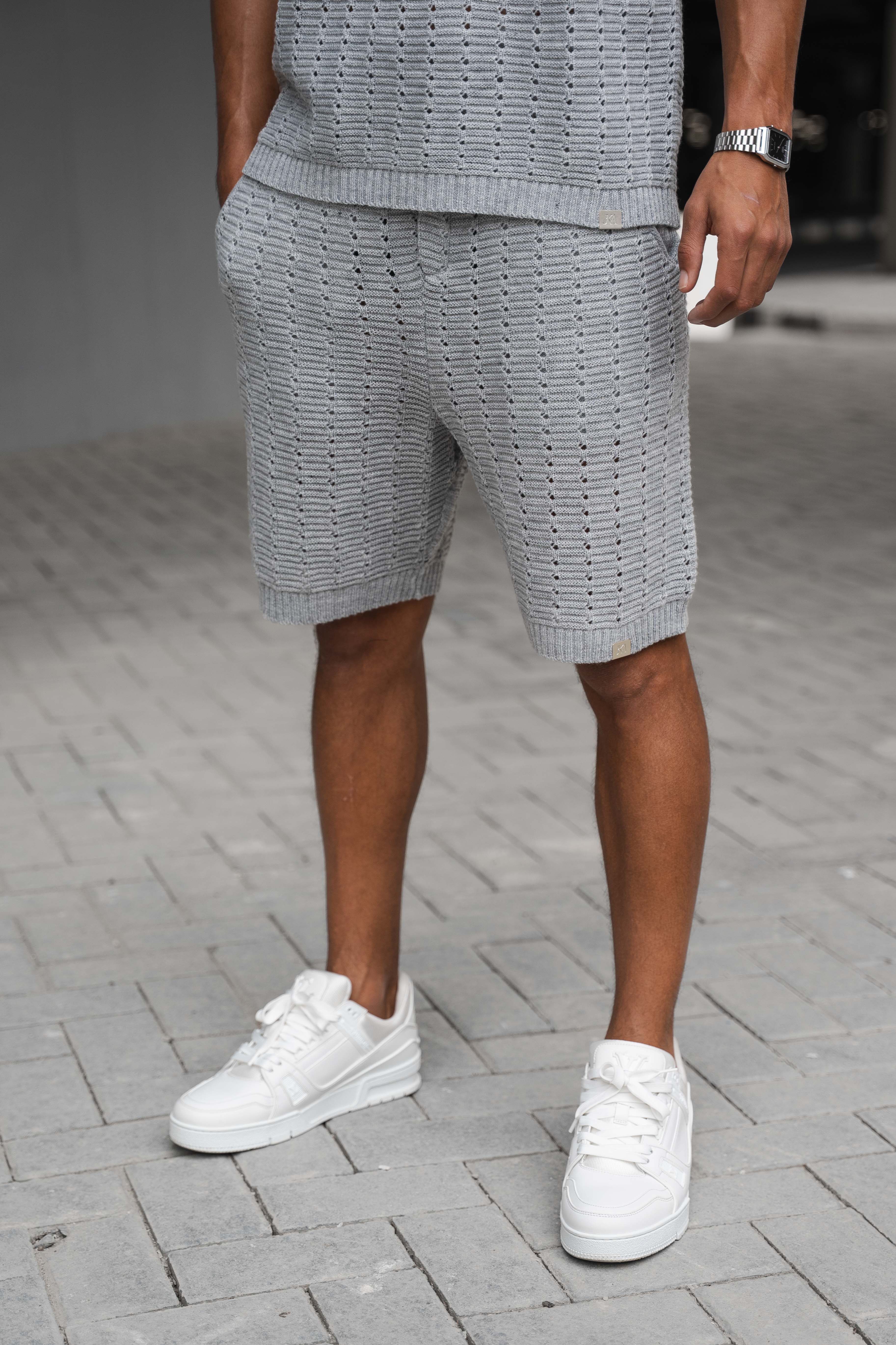 Hole Knit shorts - Grey
