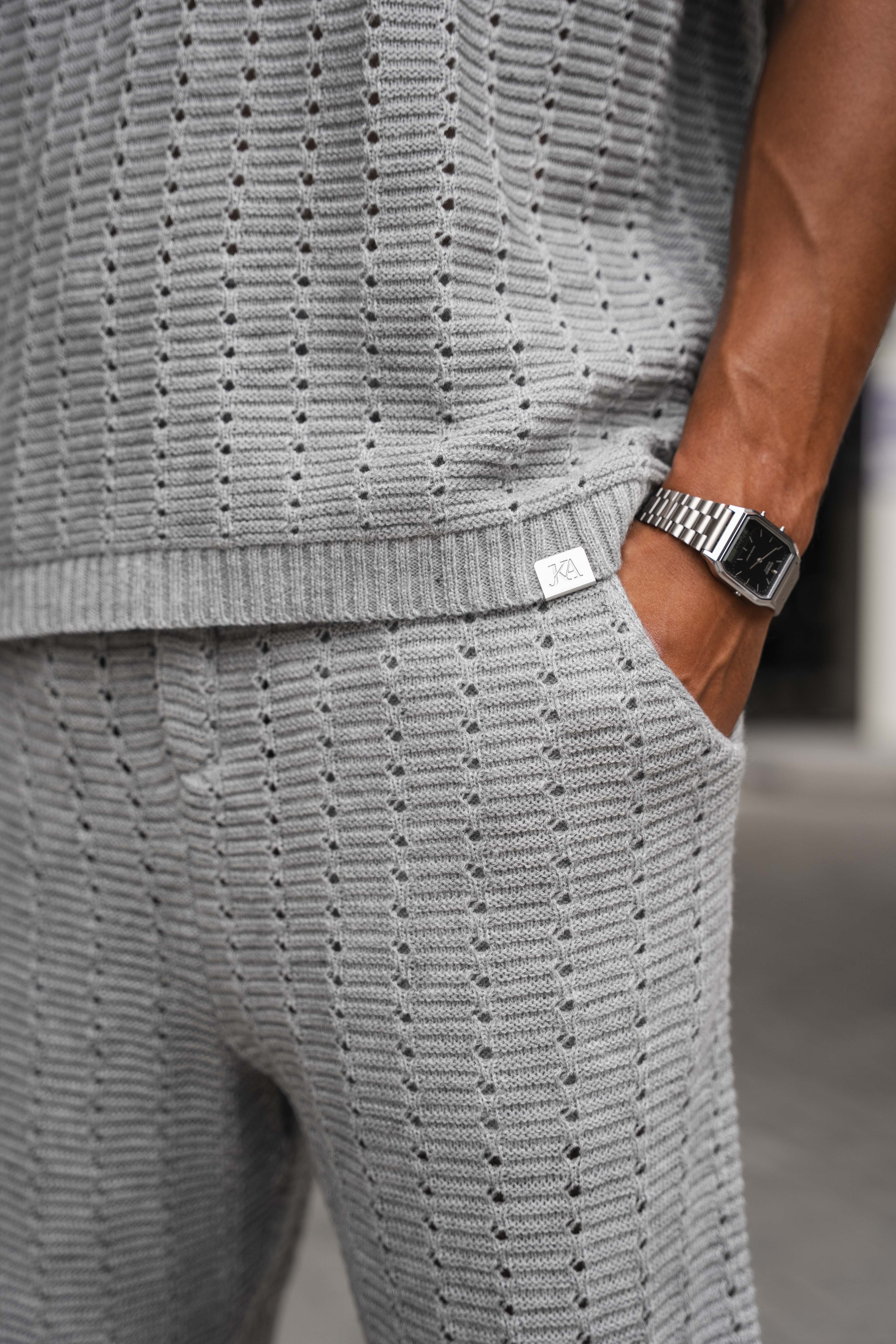 Hole Knit shorts - Grey