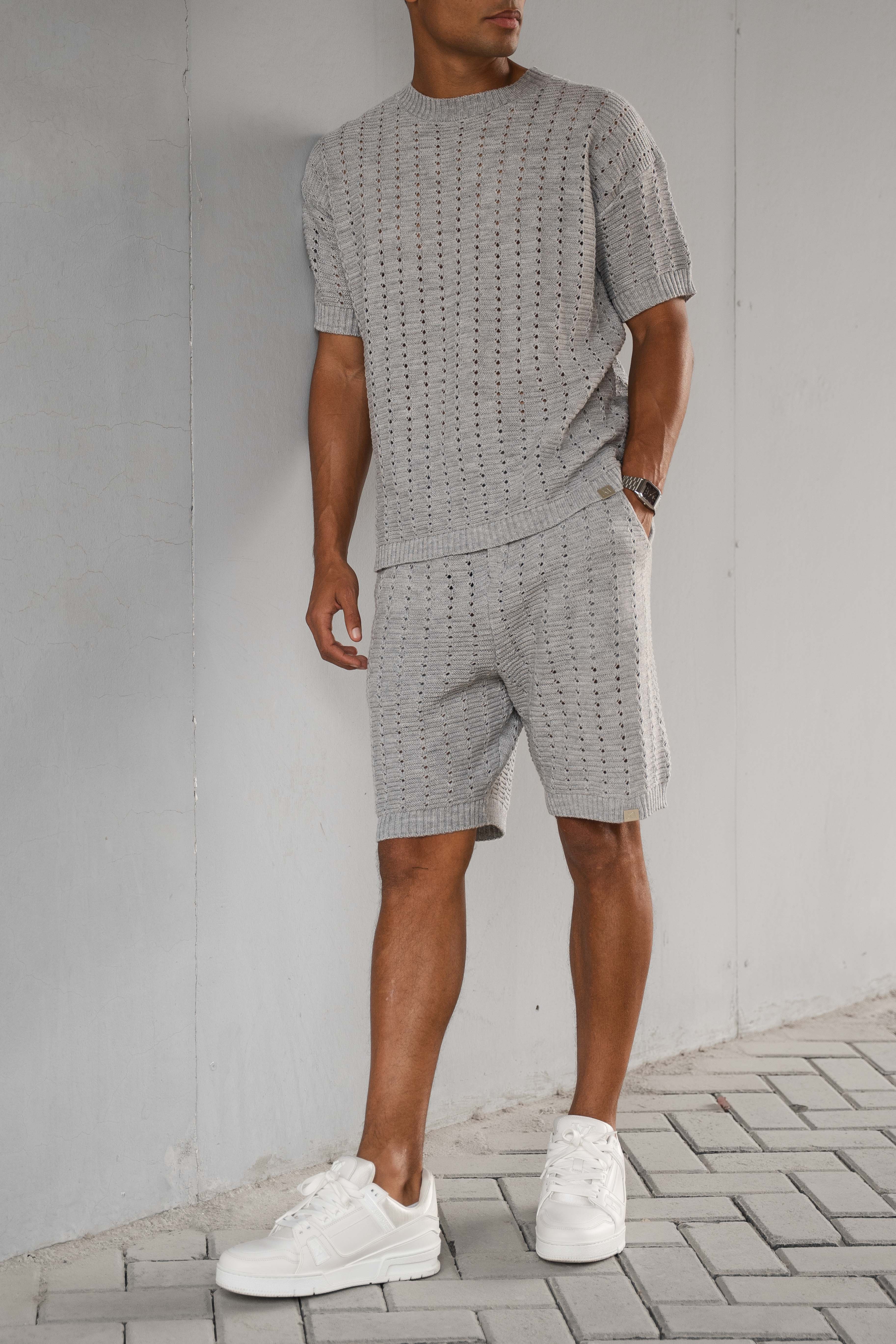 Hole Knit shorts - Grey
