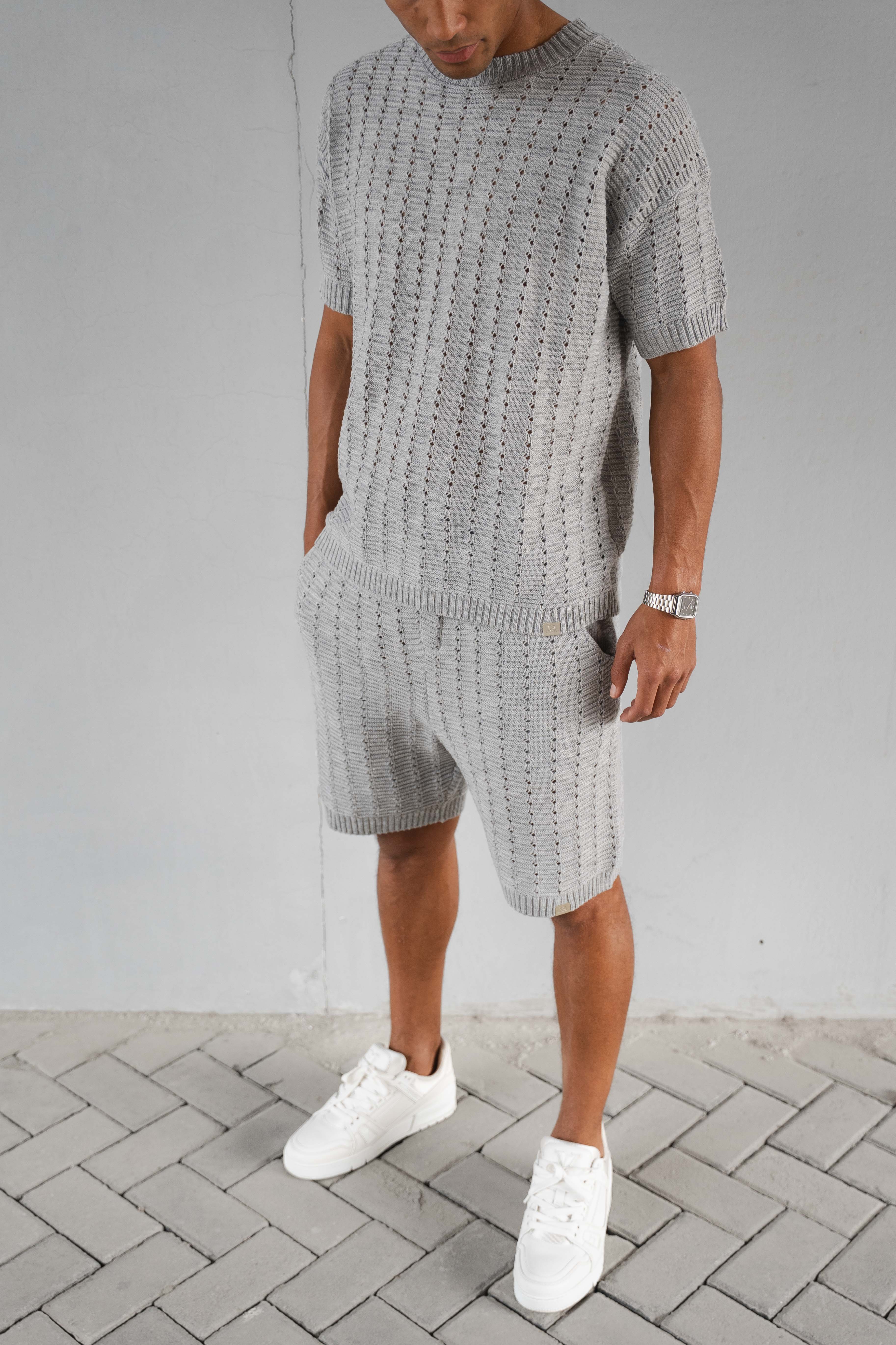 Hole Knit shorts - Grey