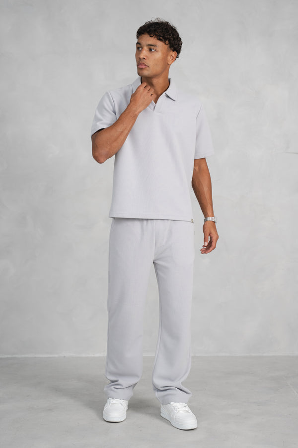 Waffle Straight Leg Joggers - Grey
