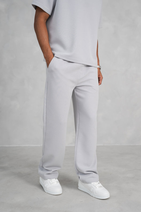 Waffle Straight Leg Joggers - Grey