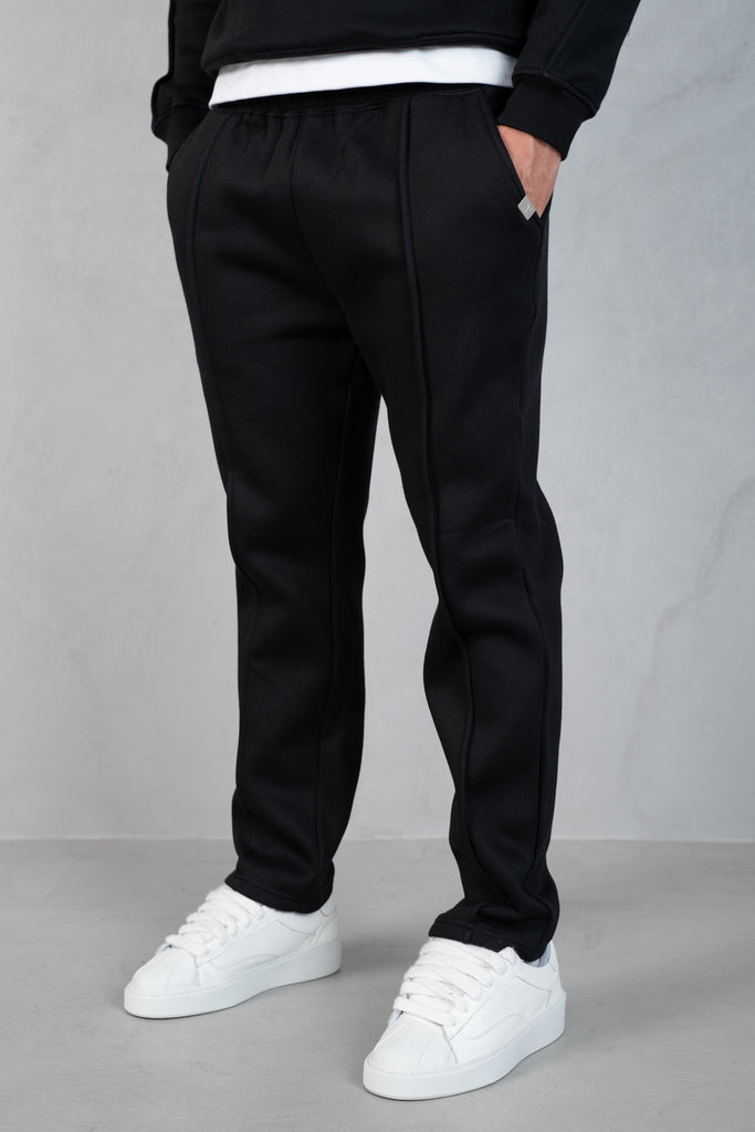 Raw Hem Straight Leg Jogger - Black