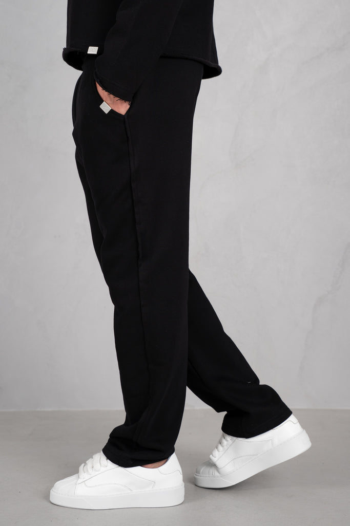 Raw Hem Straight Leg Jogger - Black