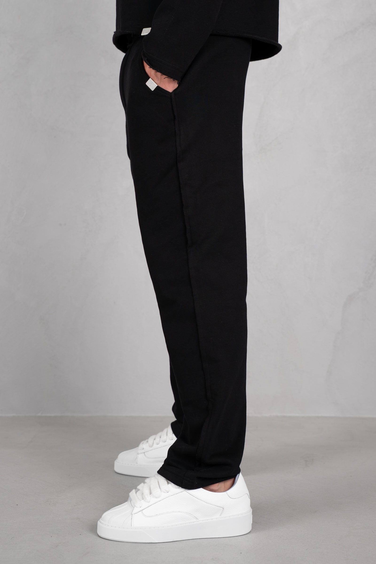 Raw Hem Straight Leg Jogger - Black