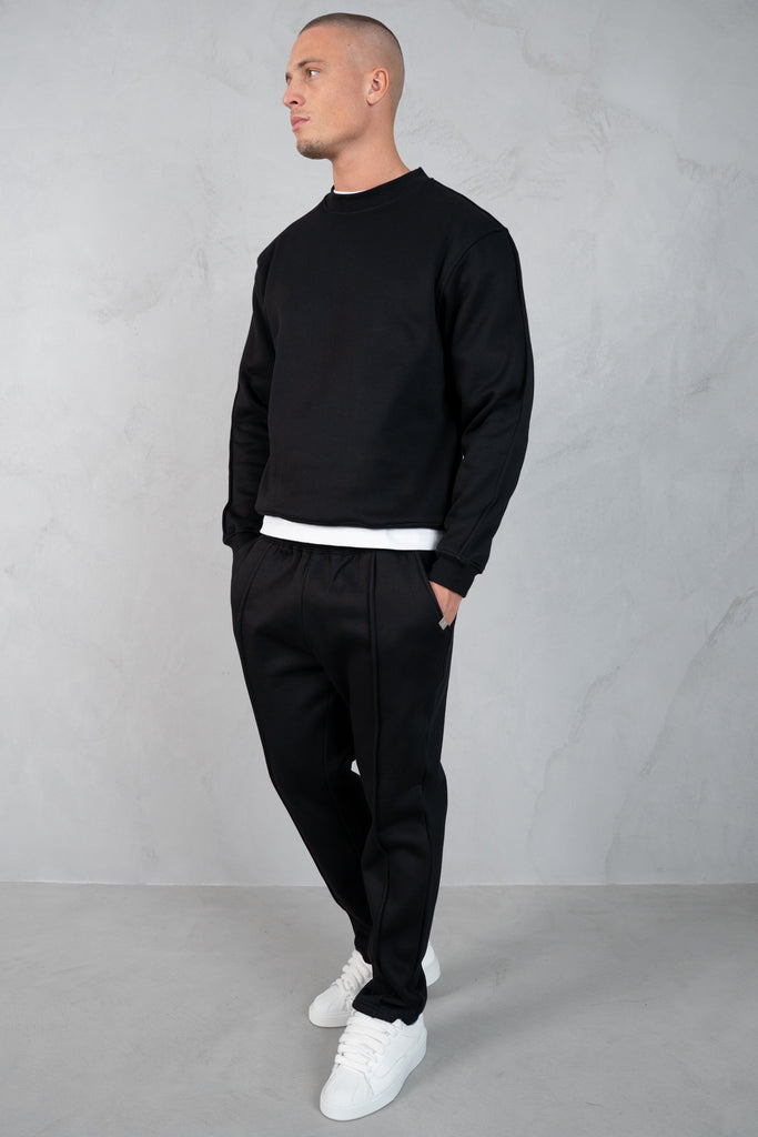 Raw Hem Straight Leg Jogger - Black