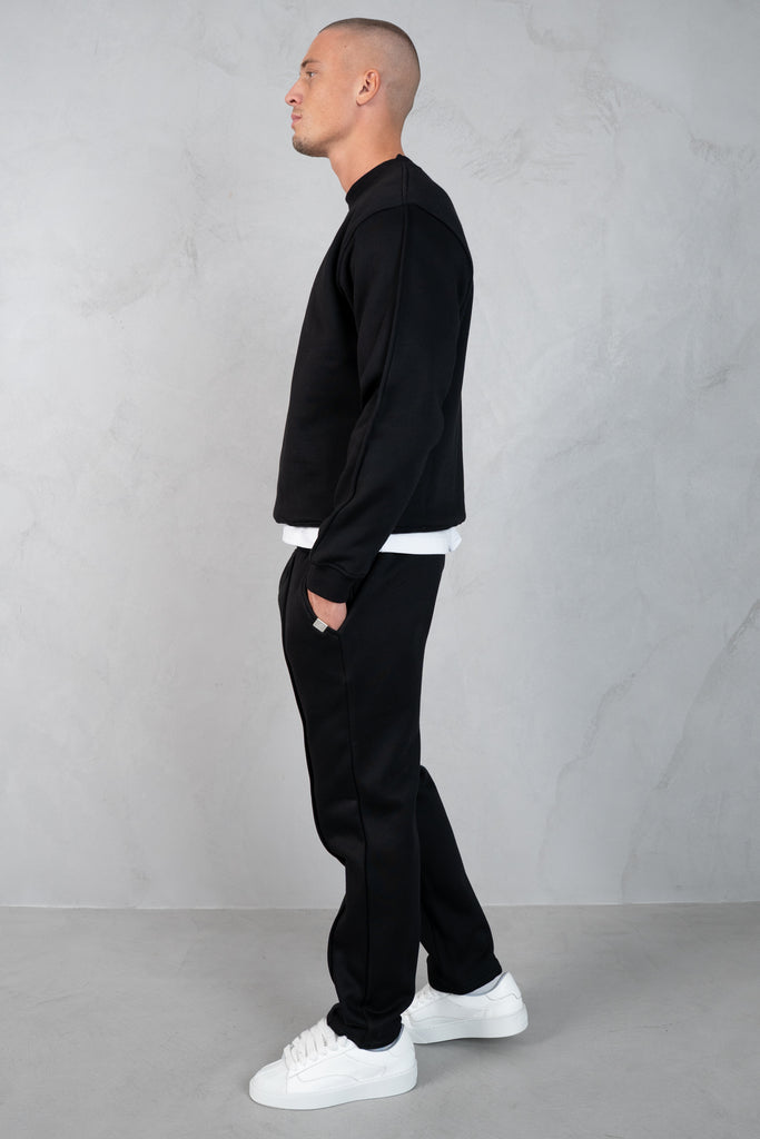 Raw Hem Straight Leg Jogger - Black