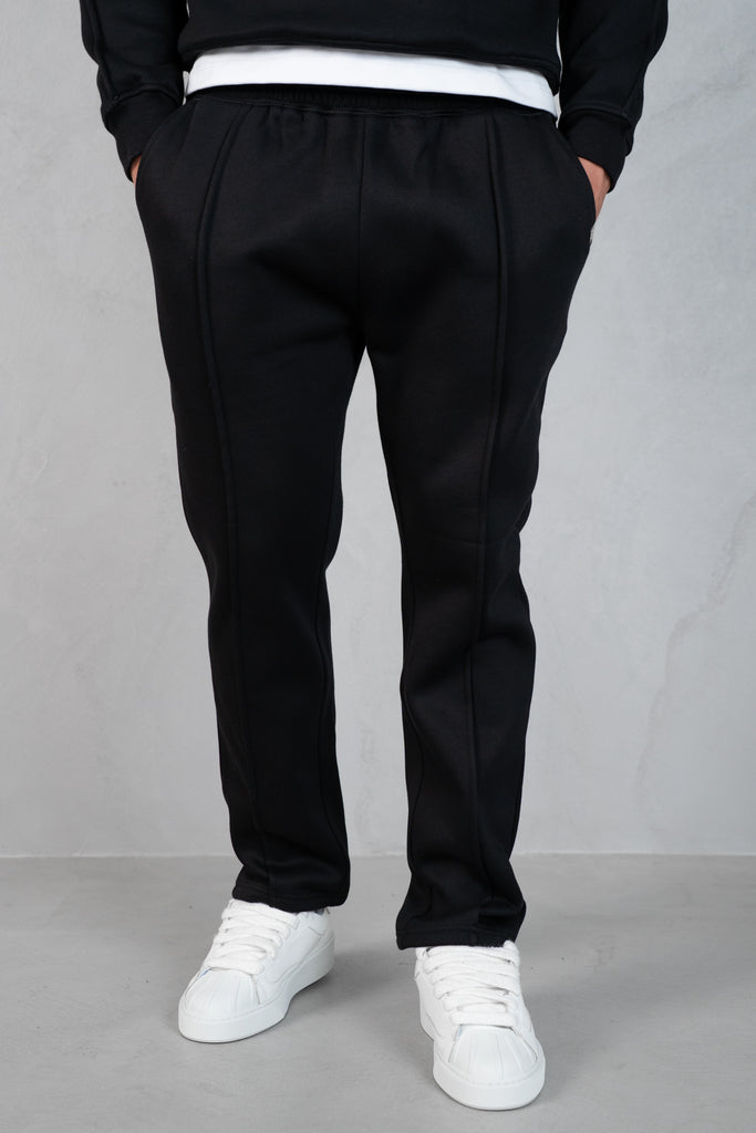 Raw Hem Straight Leg Jogger - Black