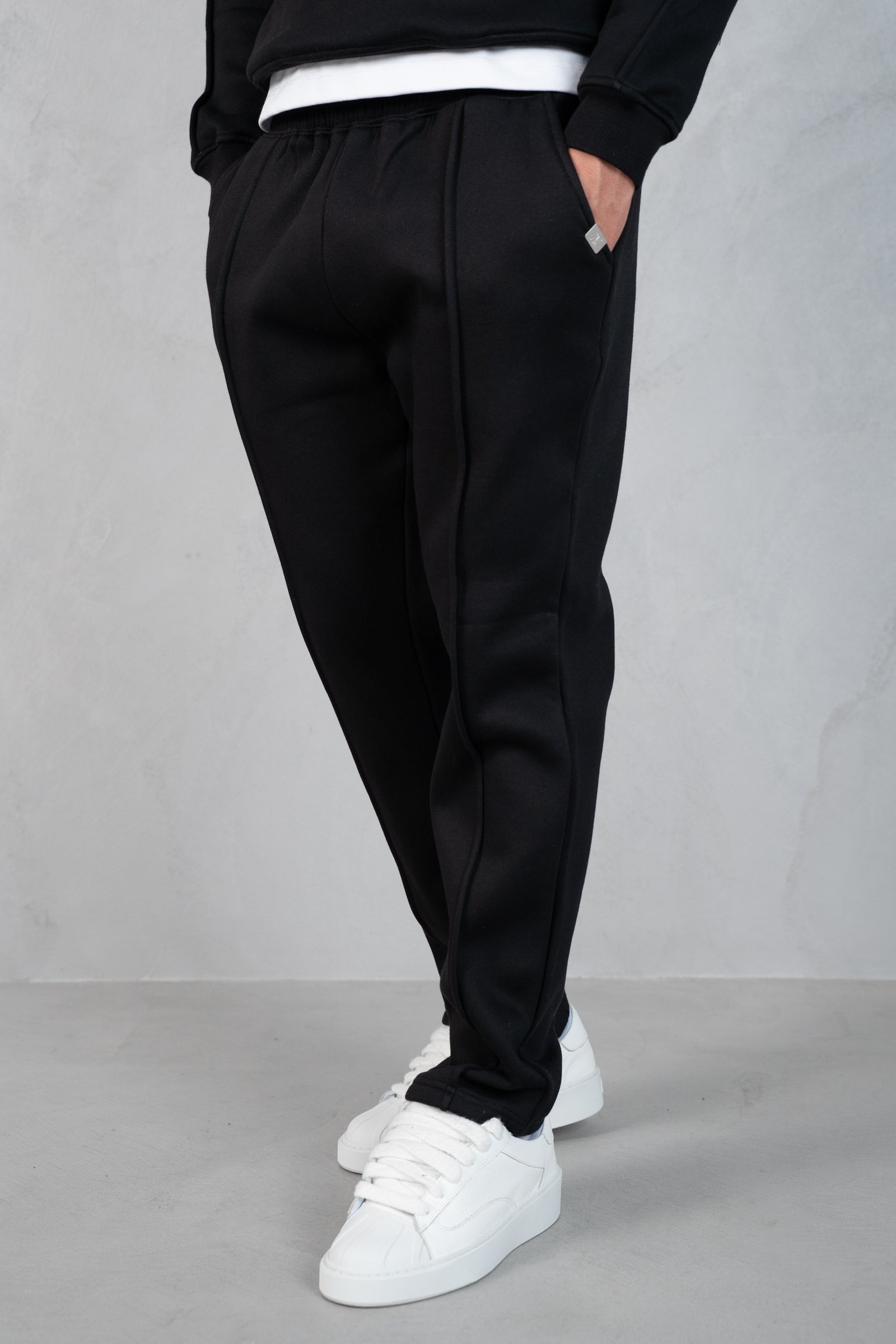 Raw Hem Straight Leg Jogger - Black