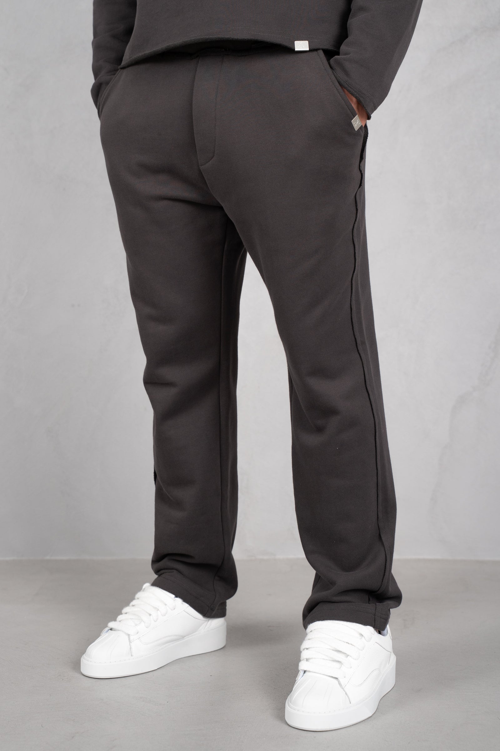 Raw Hem Straight Leg Jogger - Charcoal
