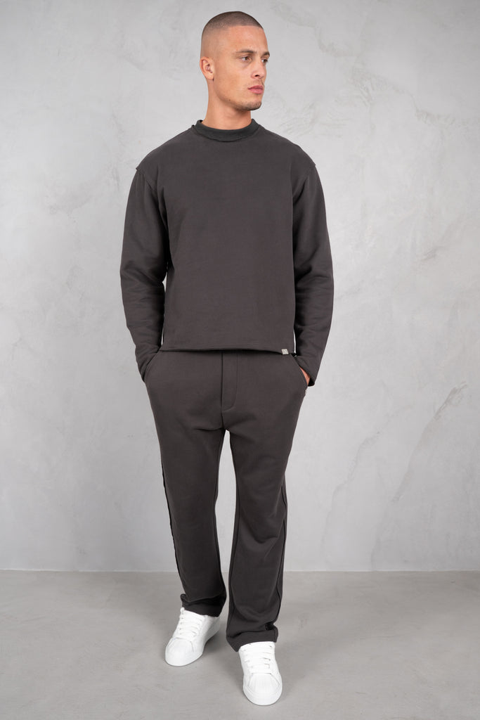 Raw Hem Straight Leg Jogger - Charcoal