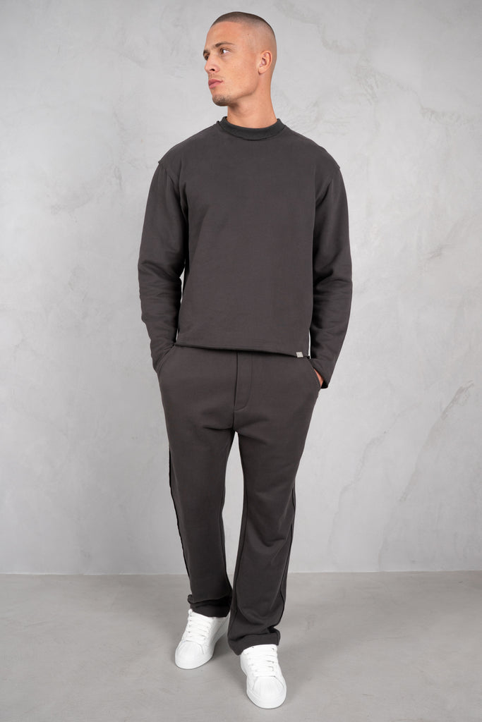Raw Hem Straight Leg Jogger - Charcoal