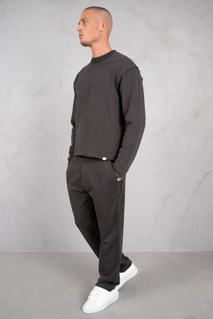 Raw Hem Straight Leg Jogger - Charcoal