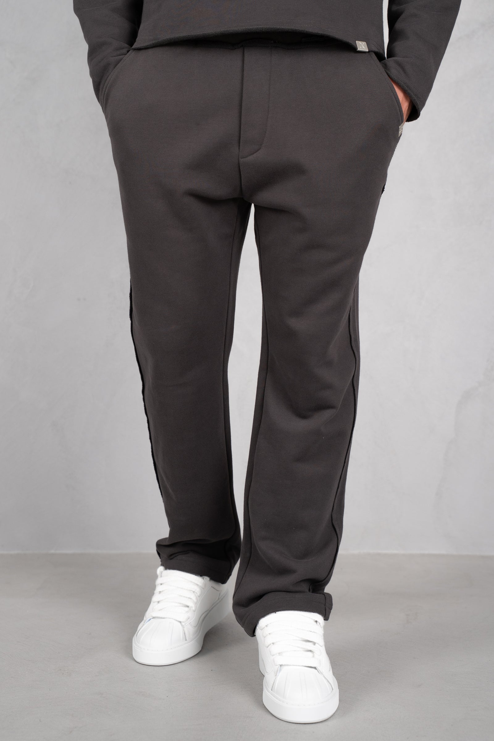 Raw Hem Straight Leg Jogger - Charcoal