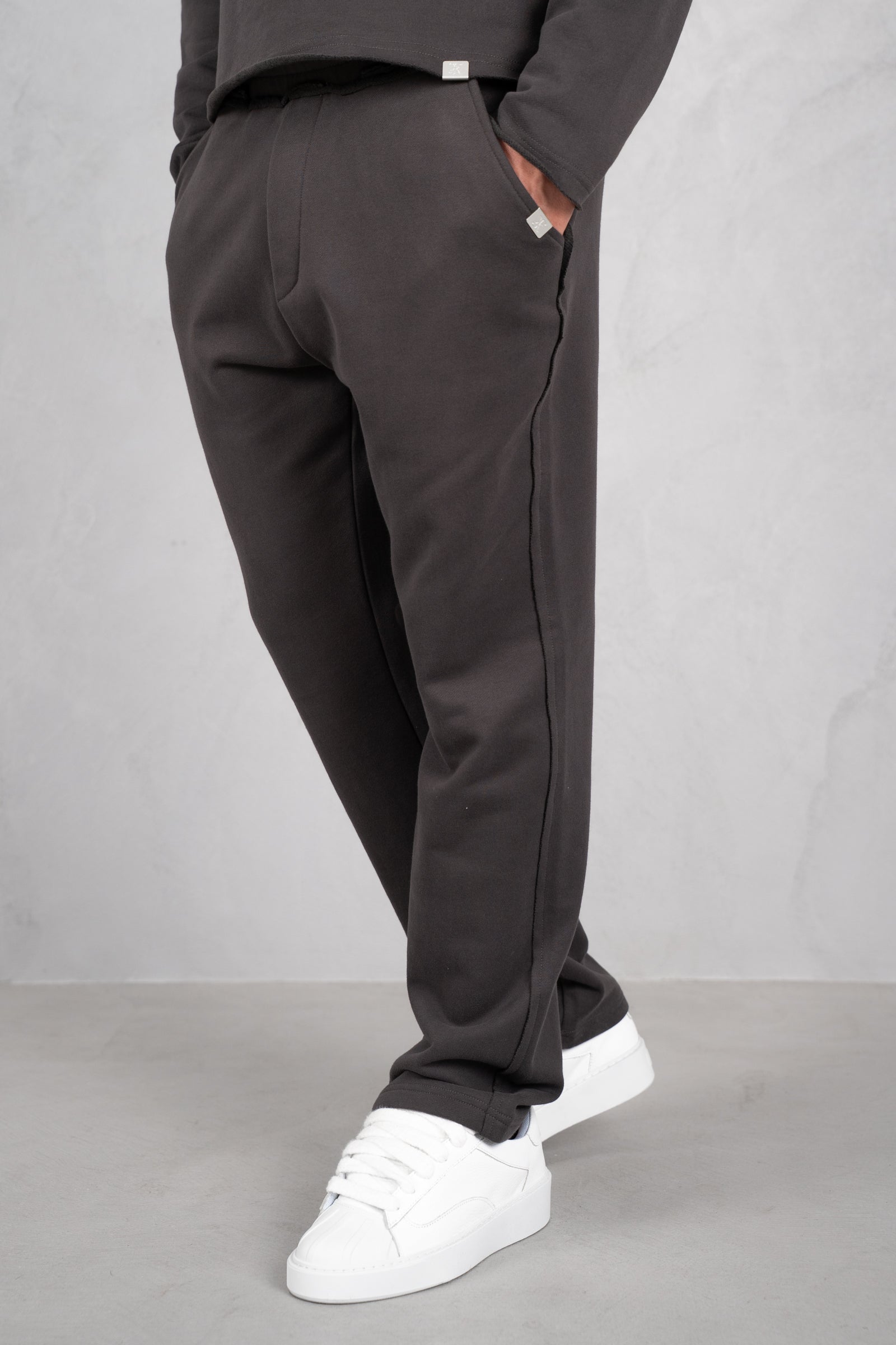 Raw Hem Straight Leg Jogger - Charcoal