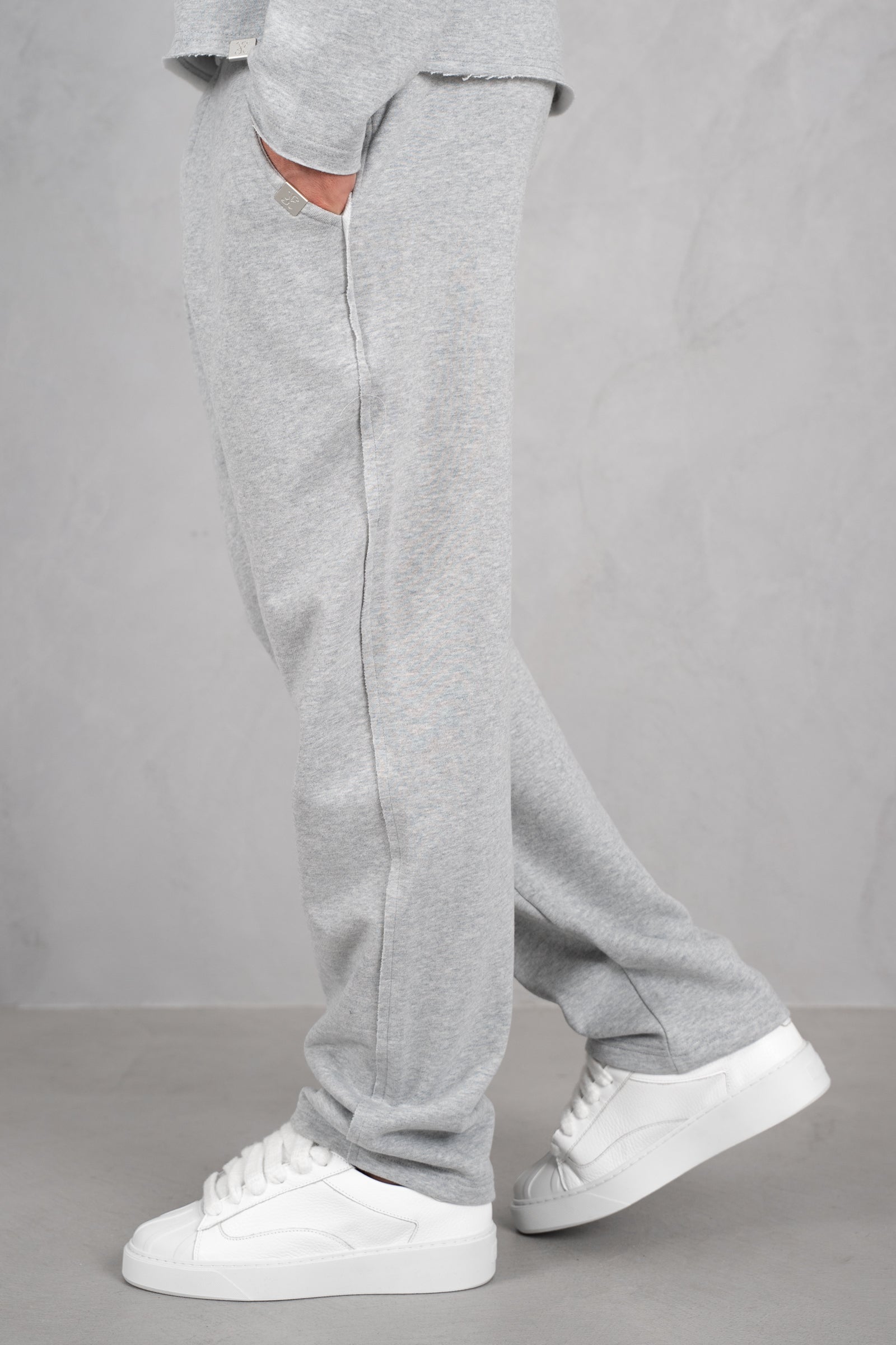 Raw Hem Straight Leg Jogger - Grey