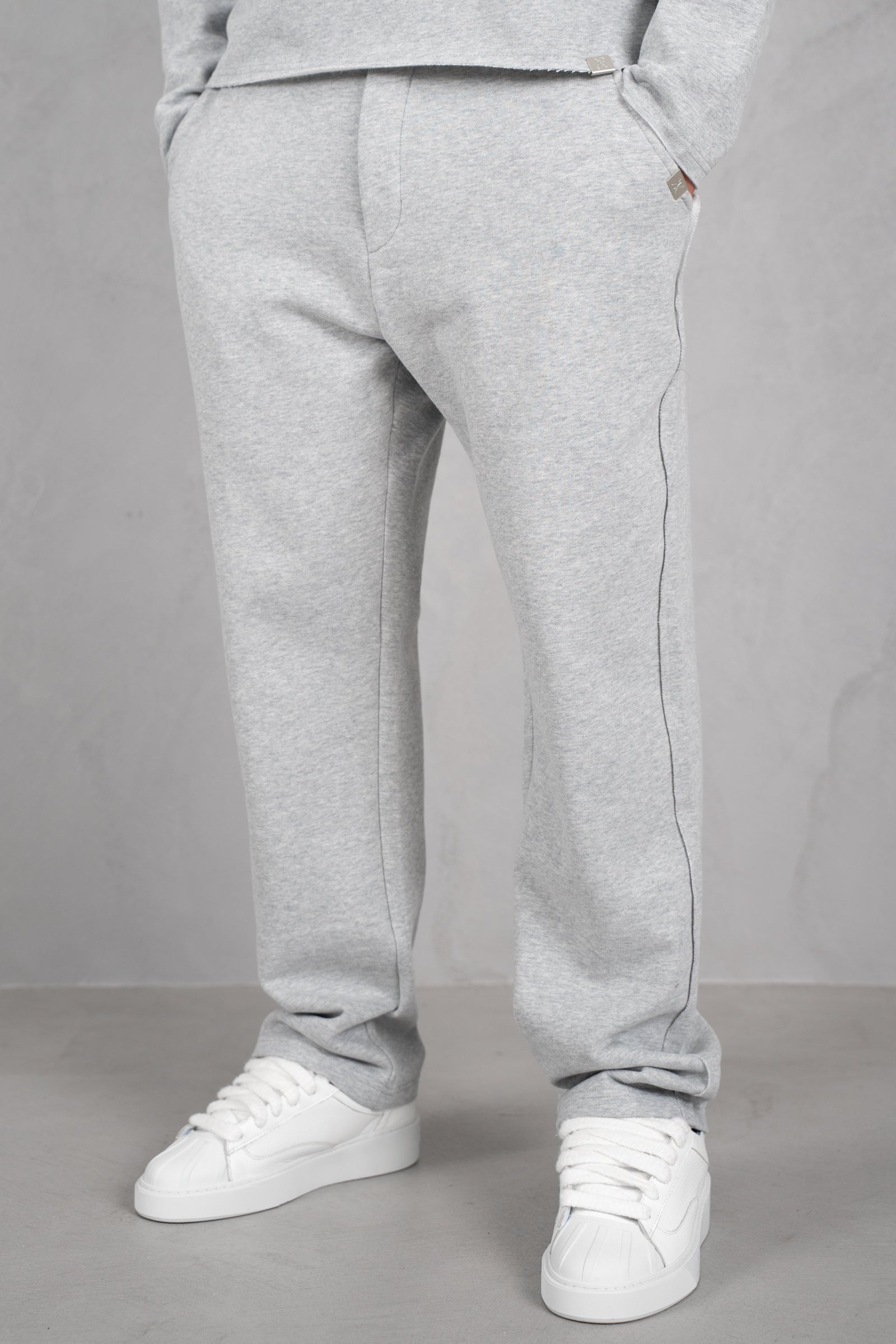 Raw Hem Straight Leg Jogger - Grey