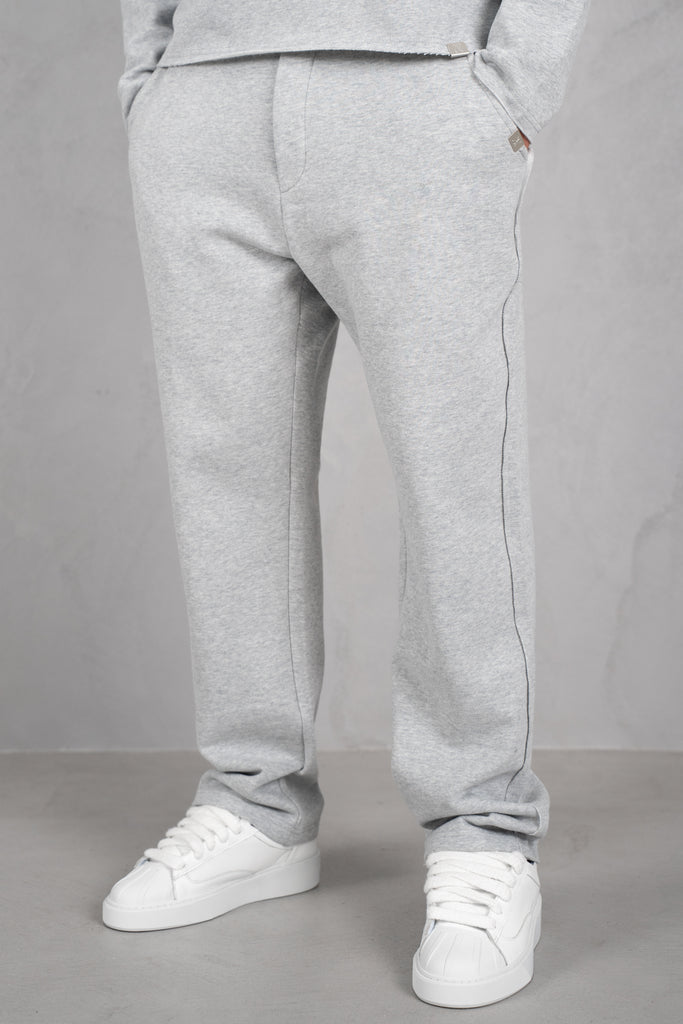 Raw Hem Straight Leg Jogger - Grey Marl