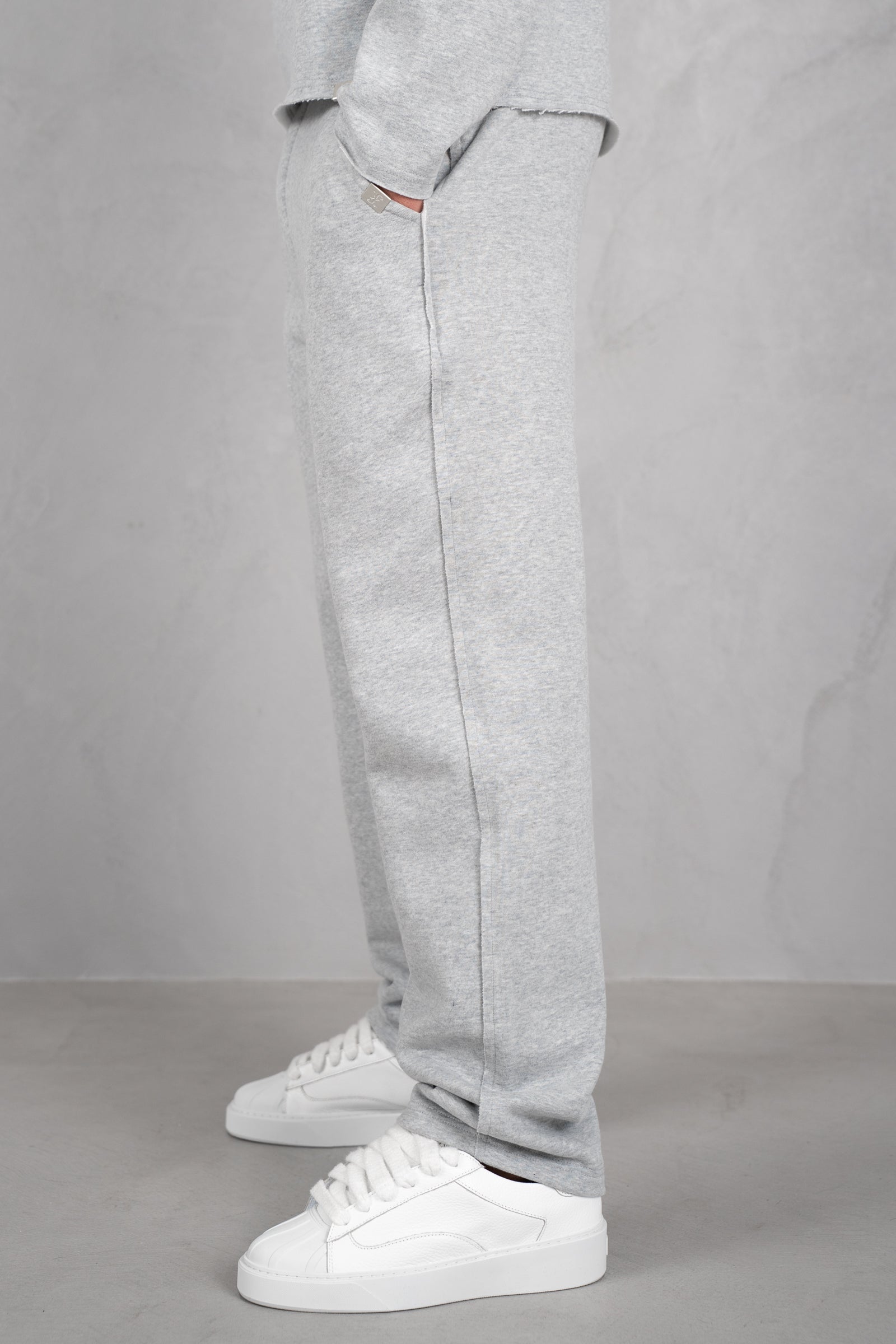 Raw Hem Straight Leg Jogger - Grey