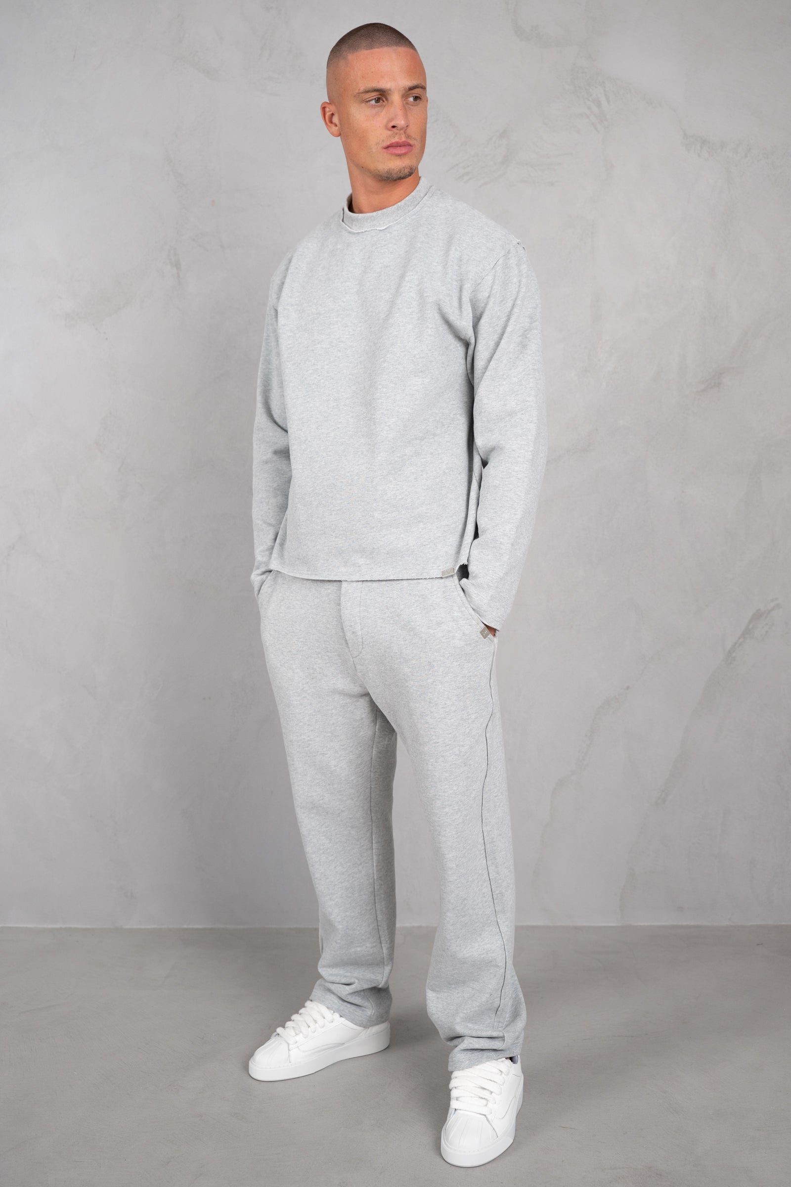 Raw Hem Straight Leg Jogger - Grey