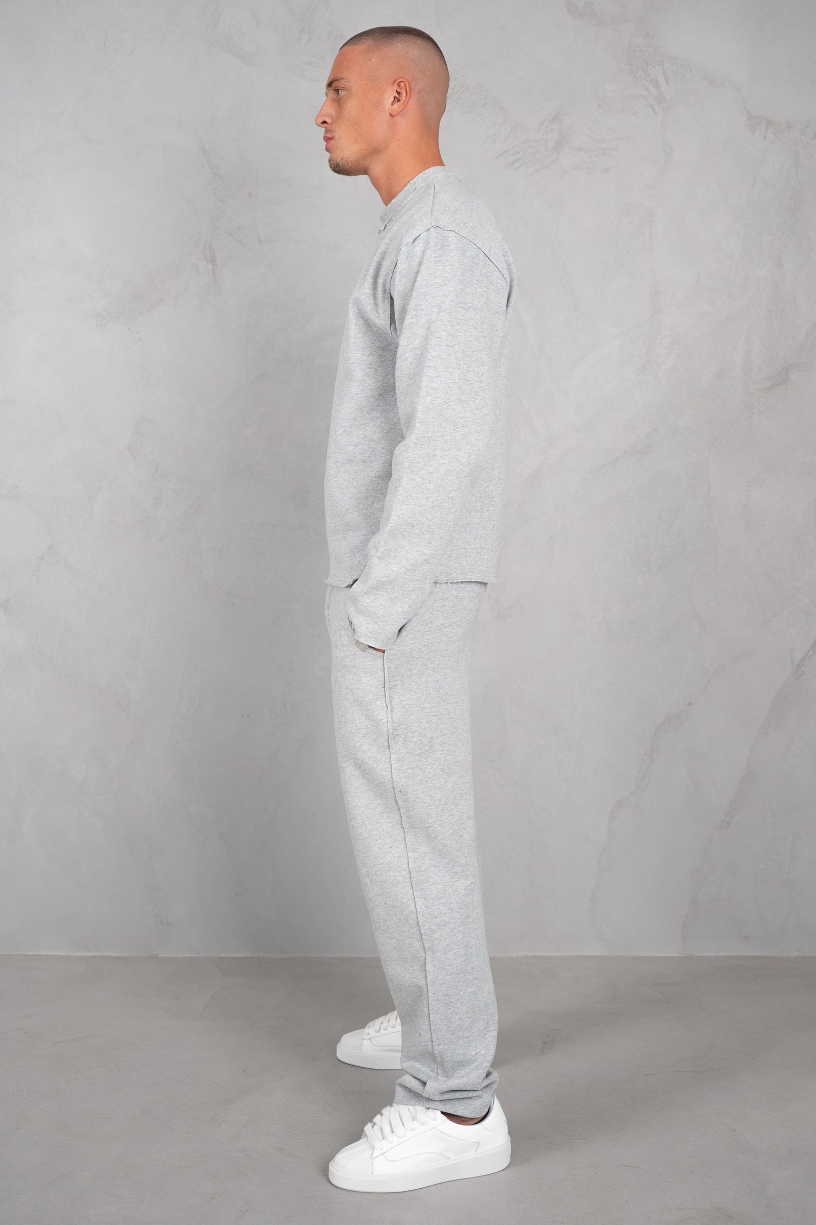 Raw Hem Straight Leg Jogger - Grey
