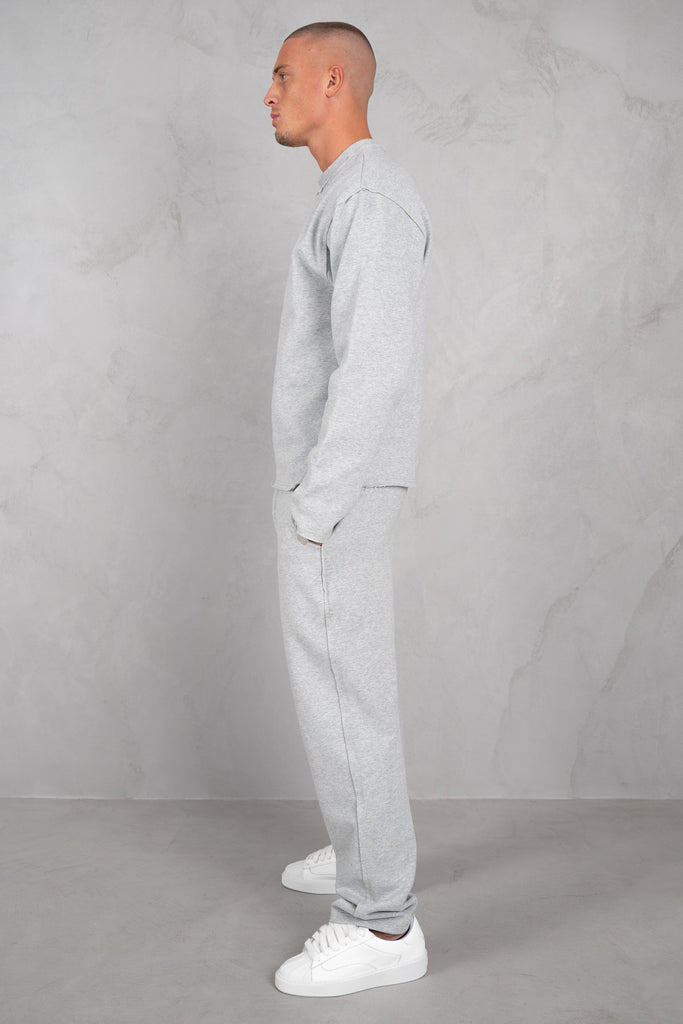 Raw Hem Crew Neck Sweatshirt - Grey
