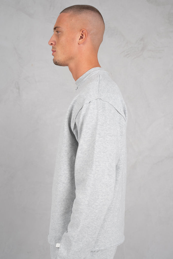 Raw Hem Crew Neck Sweatshirt - Grey