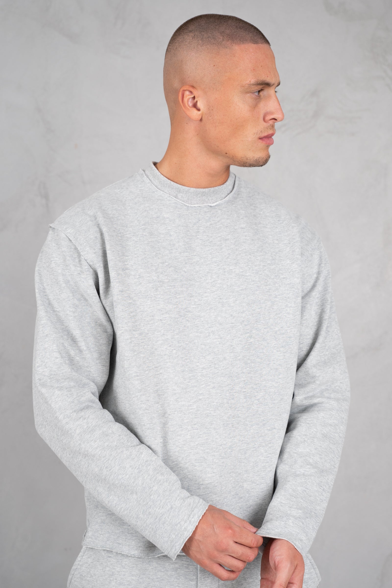 Raw Hem Straight Leg Jogger - Grey