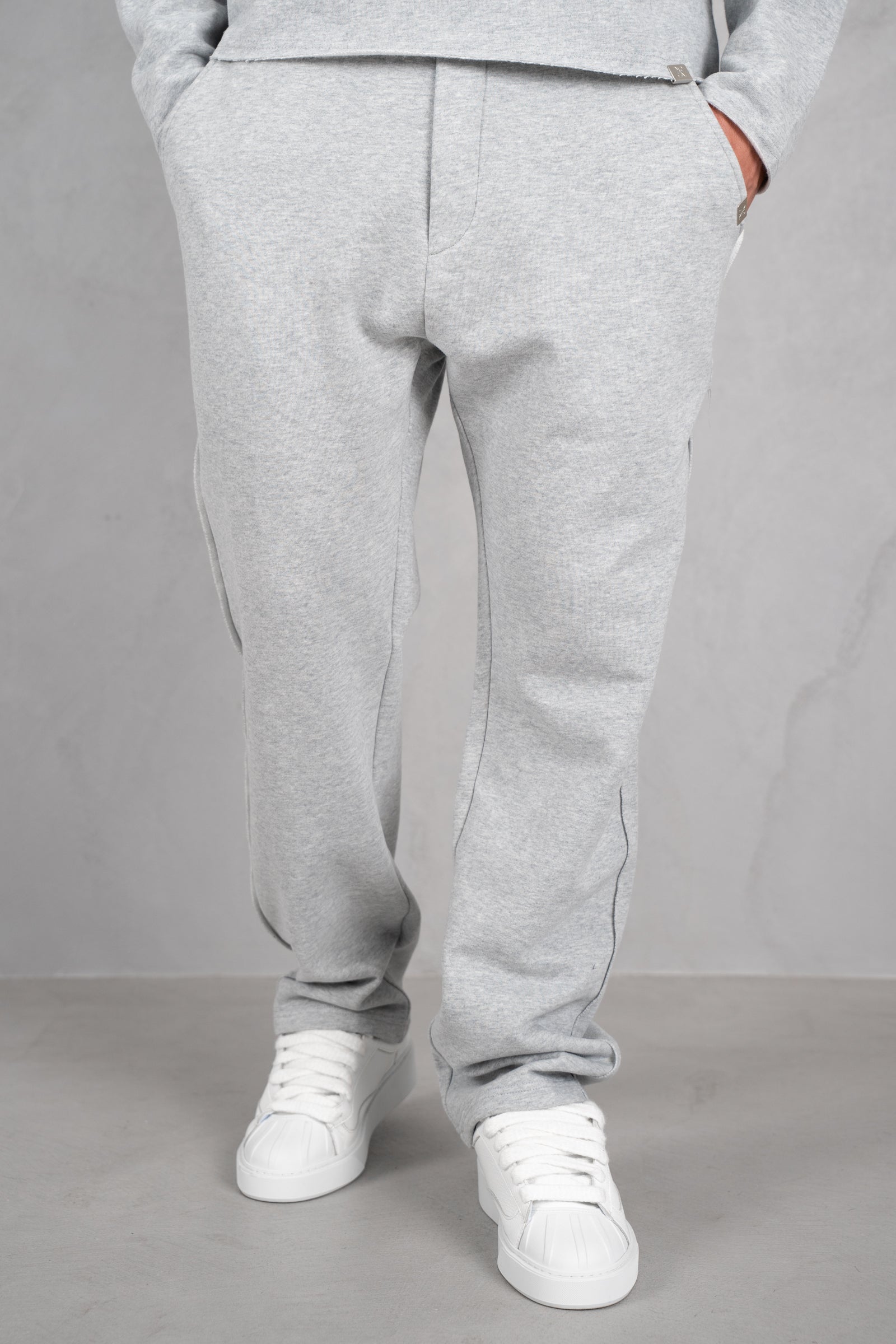Raw Hem Straight Leg Jogger - Grey