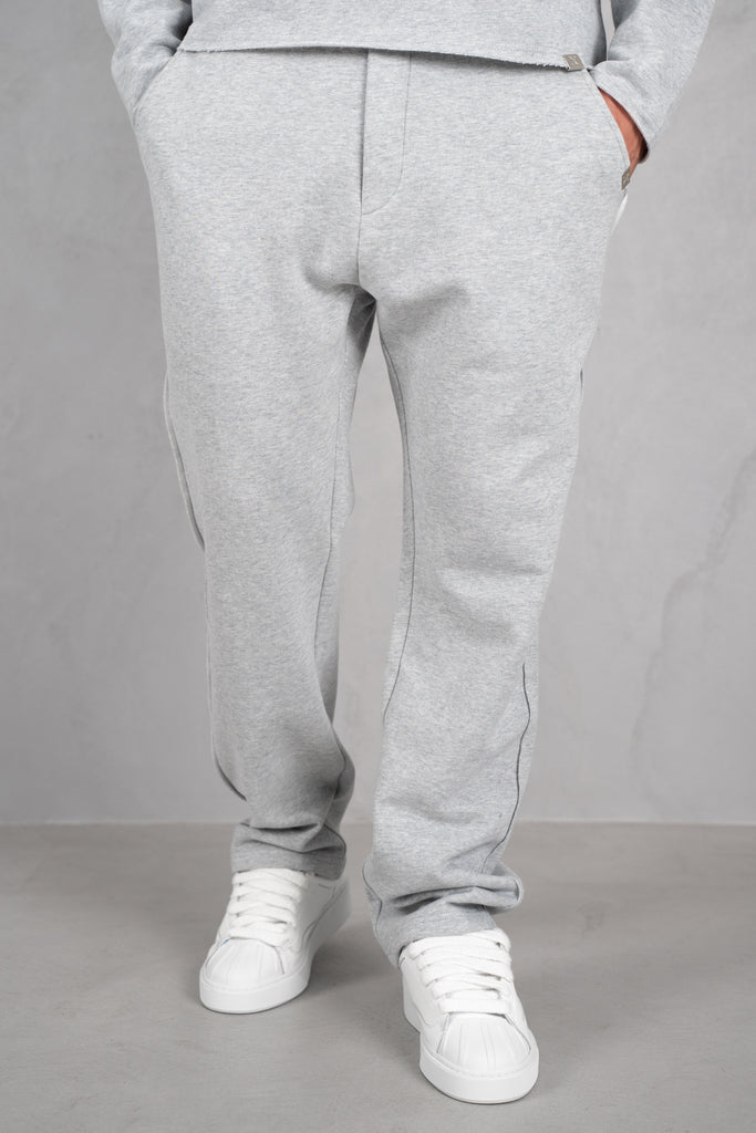 Raw Hem Straight Leg Jogger - Grey Marl