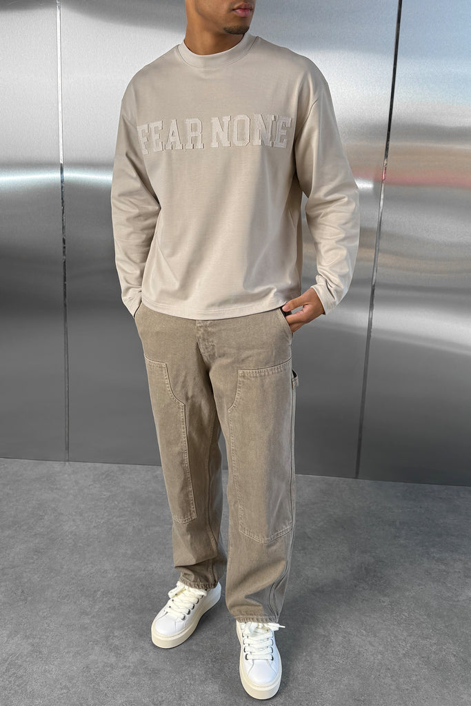 Fear None Boxy Long Sleeve T-Shirt - Stone
