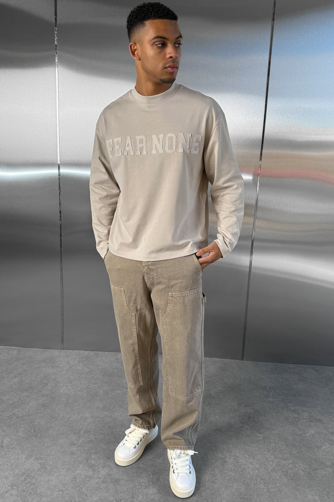 Fear None Boxy Long Sleeve T-Shirt - Stone