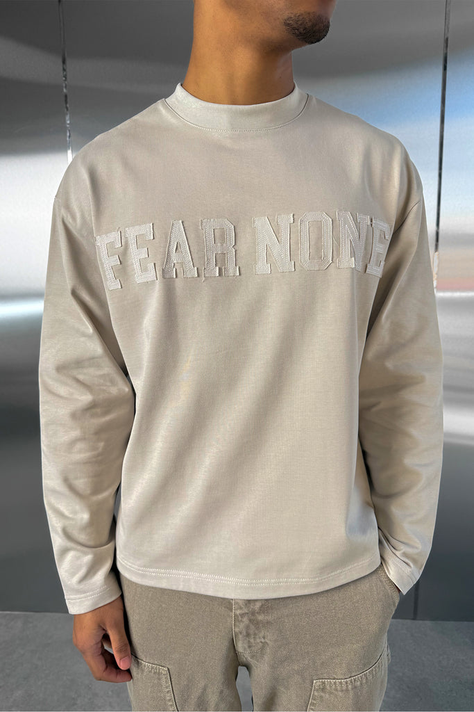 Fear None Boxy Long Sleeve T-Shirt - Stone