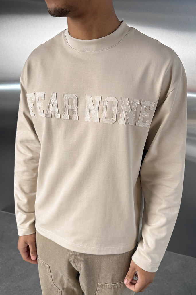 Fear None Boxy Long Sleeve T-Shirt - Stone