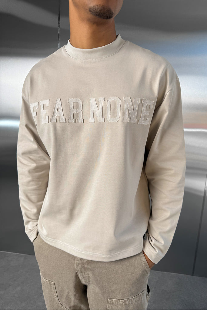 Fear None Boxy Long Sleeve T-Shirt - Stone