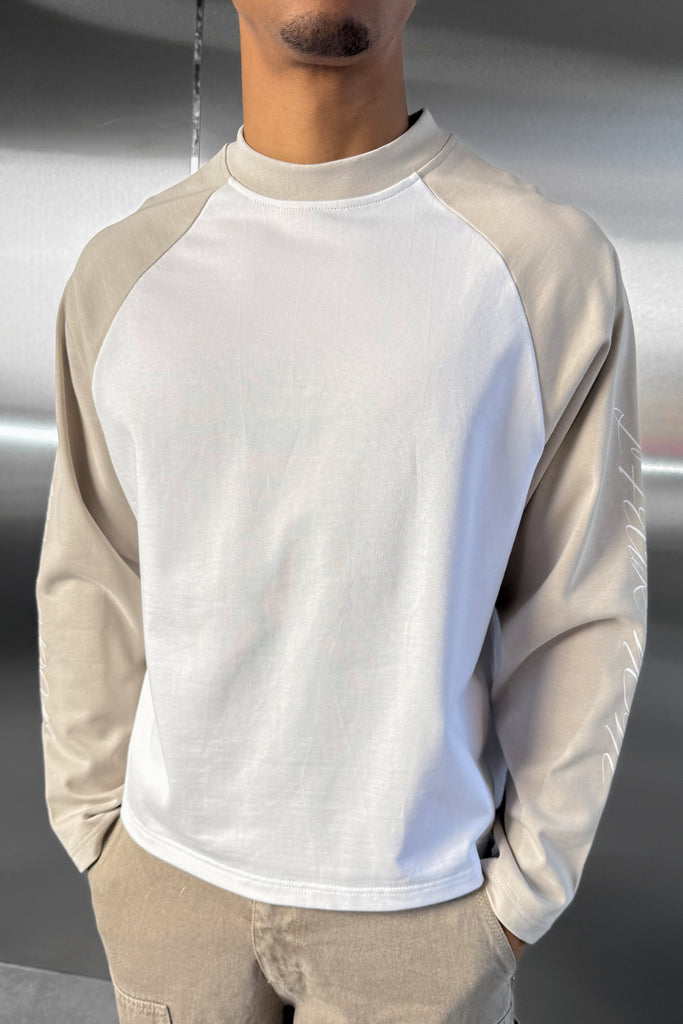 Scripture Raglan Long Sleeve Boxy T-Shirt - Ecru/White