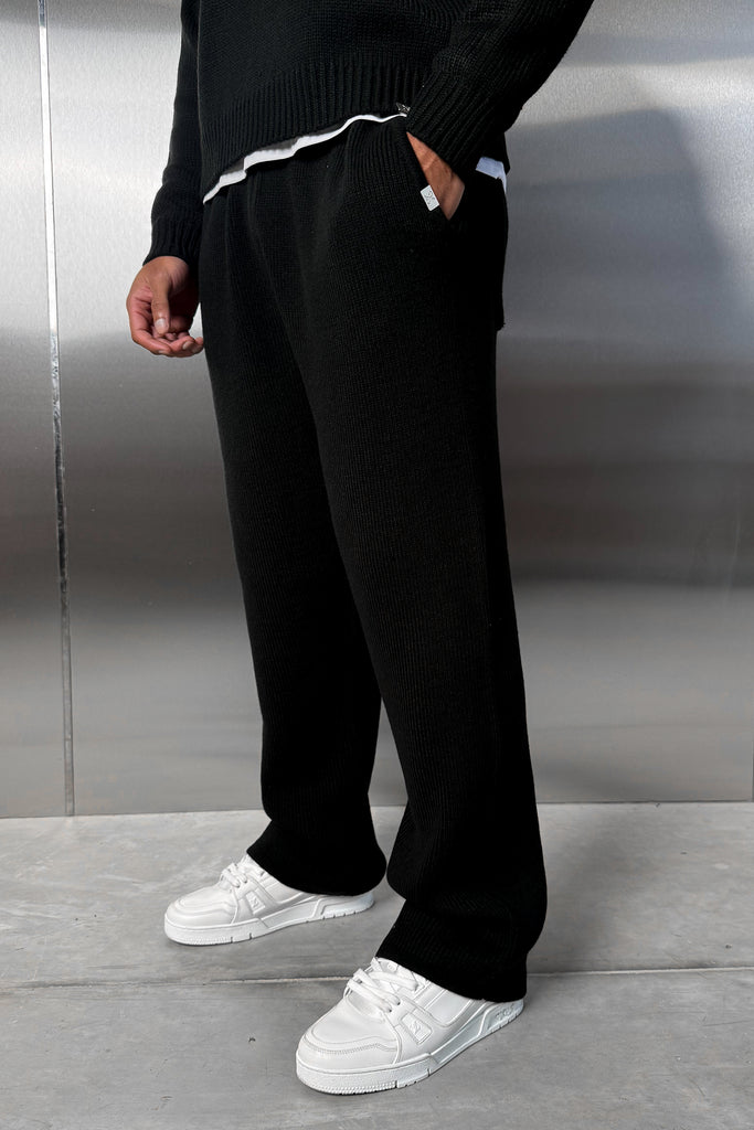 Relaxed Knitted Sweatshirt - Black
