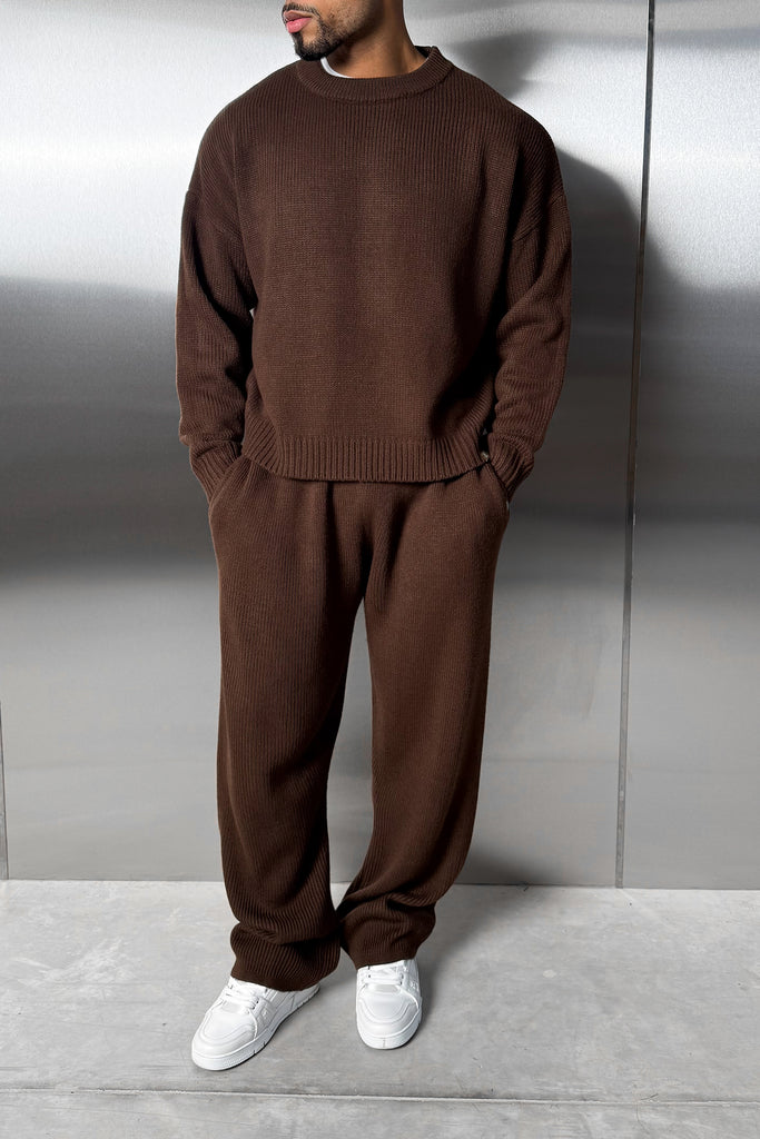 Relaxed Knitted Jogger - Brown