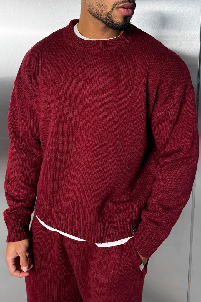 Relaxed Knitted Sweatshirt - Burgundy
