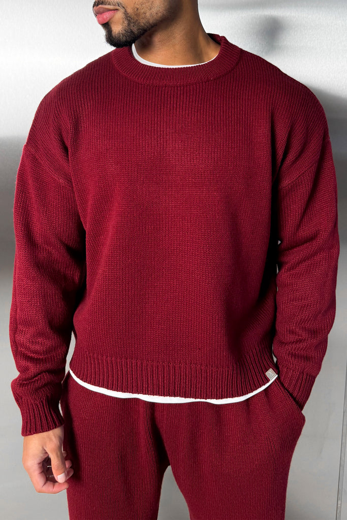 Relaxed Knitted Sweatshirt - Burgundy