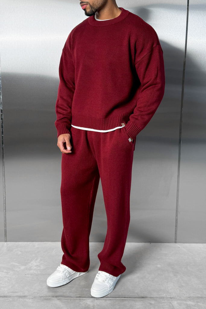 Relaxed Knitted Sweatshirt - Burgundy