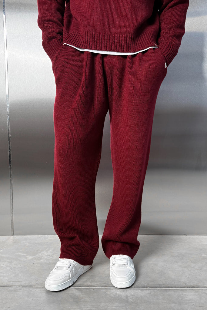 Relaxed Knitted Jogger - Burgundy