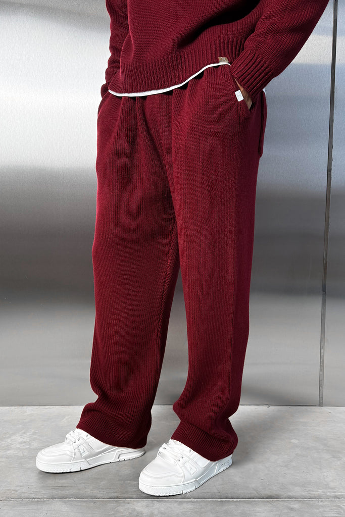 Relaxed Knitted Jogger - Burgundy