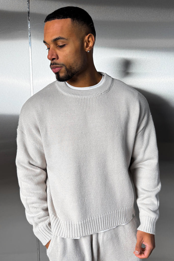 Relaxed Knitted Sweatshirt - Grey