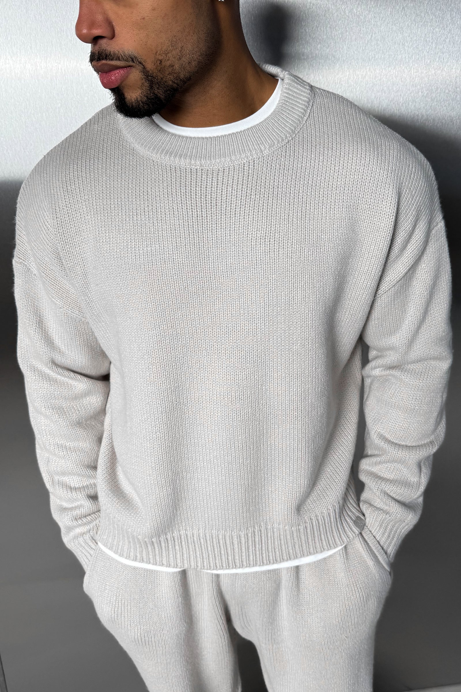 Relaxed Knitted Sweatshirt - Grey